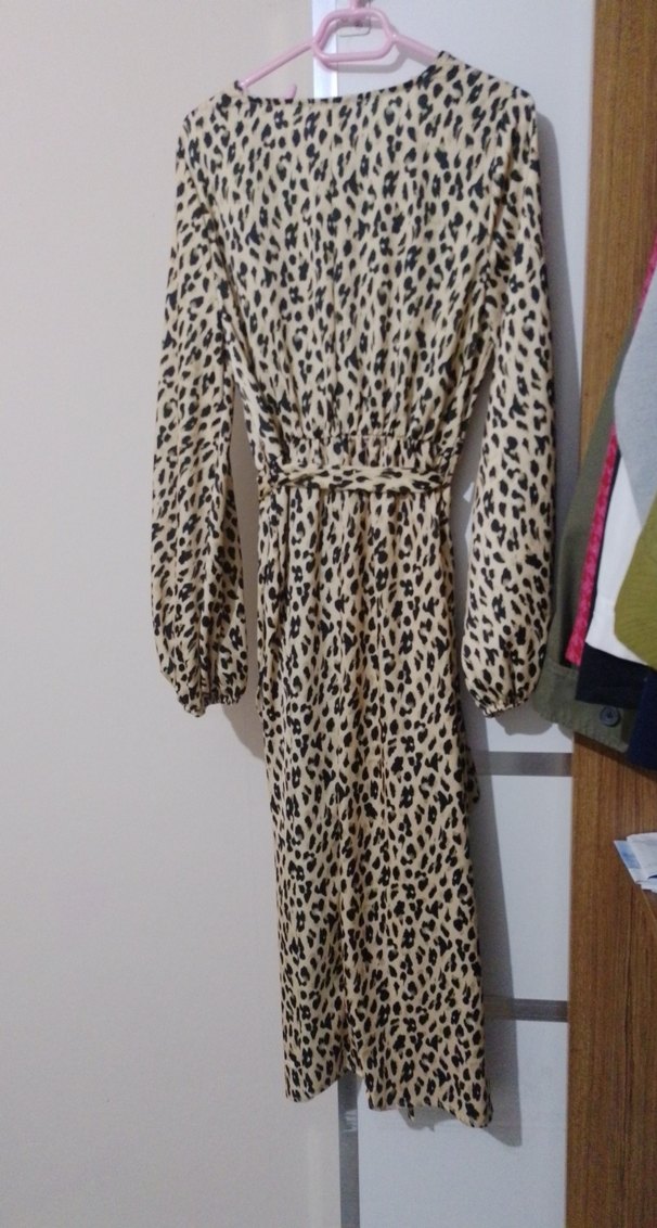 Leopar Desenli Uzun Kollu Kadın Elbise - Görsel 4