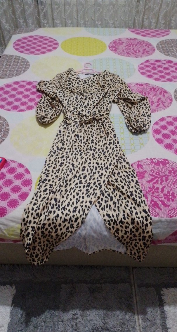 Leopar Desenli Uzun Kollu Kadın Elbise - Görsel 5