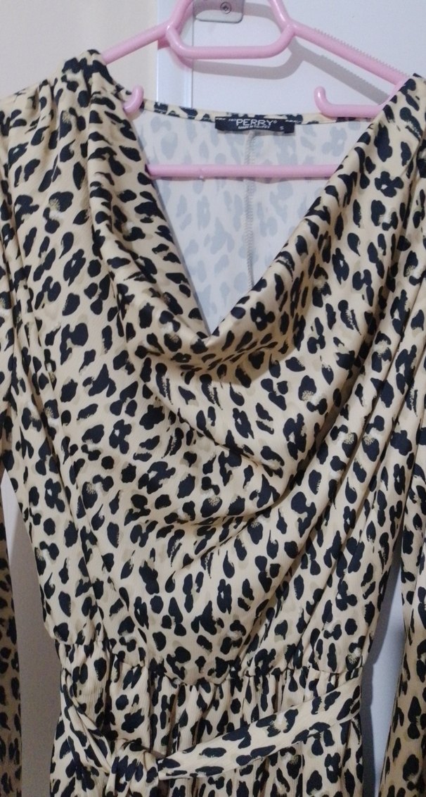 Leopar Desenli Uzun Kollu Kadın Elbise - Görsel 2