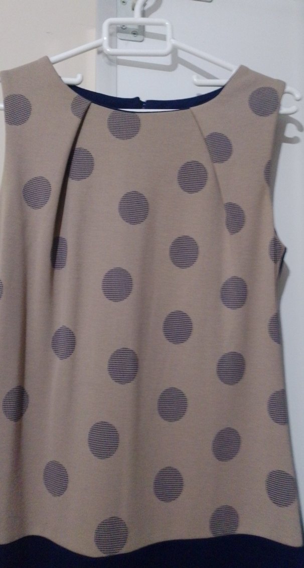 Puantiye Desenli Midi Kolsuz Ofis Elbisesi - Görsel 2