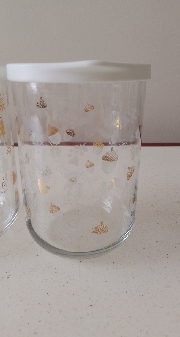 Beyaz Kapaklı Desenli Cam Kavanozlar - Görsel 2