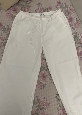 pull bear Kadın Beyaz keten Pantolon