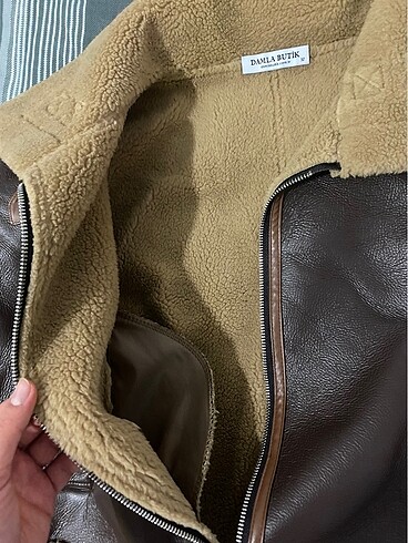 s Beden kahverengi Renk Damla butik deri biker mont