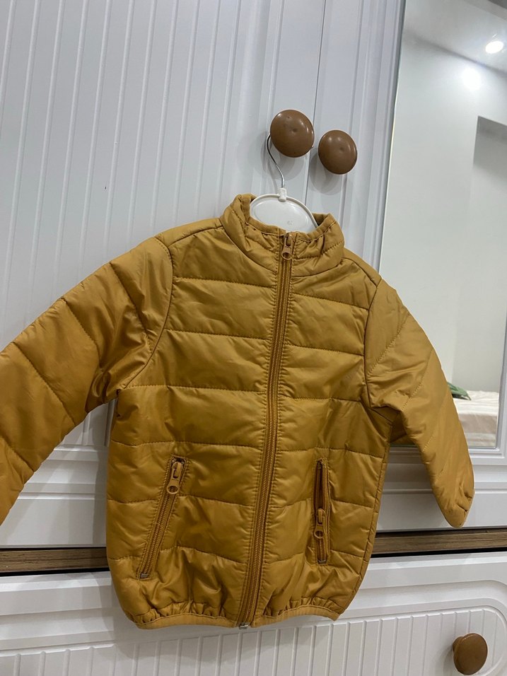 Bej Parlak ünisexs  Çocuk Fermuarlı Mont - Görsel 2