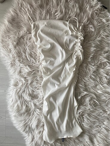 s Beden beyaz Renk H&m beyaz büzgülü elbise