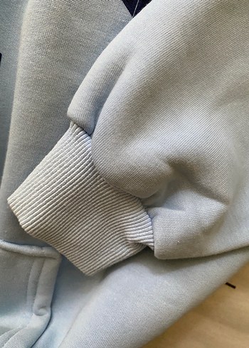 l Beden Mavi Kapüşonlu California Baskılı Sweatshirt