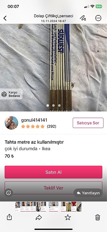 Ikea 8 ürün hırdavat ürünleri az kullanılmıştır