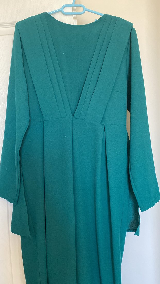 Drapeli Uzun Kollu Yeşil Hamile Tulum - Görsel 3