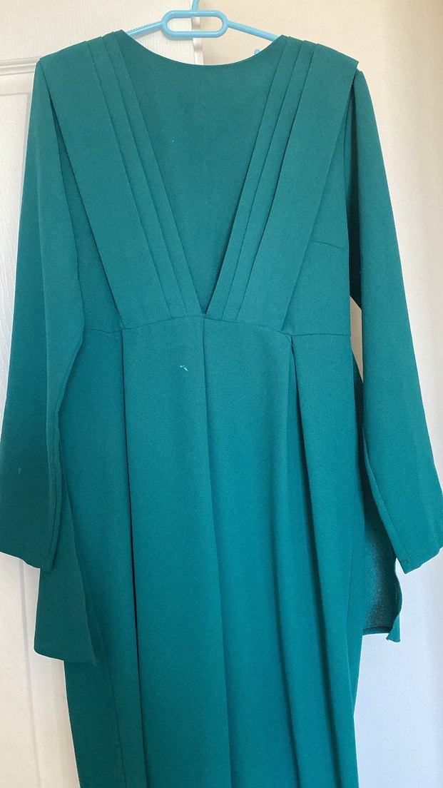 Drapeli Uzun Kollu Yeşil Hamile Tulum - Görsel 4