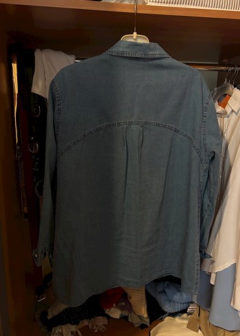 Diğer Gri Denim Düğmeli Kadın Gömlek