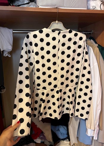 s Beden Düğmeli Puantiyeli Kadın Blazer