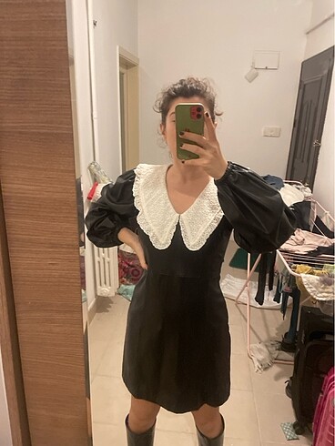 s Beden siyah Renk Trendyolmilla Deri elbise