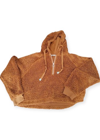 l Beden kahverengi Renk Stradivarius Peluş Crop Sweat