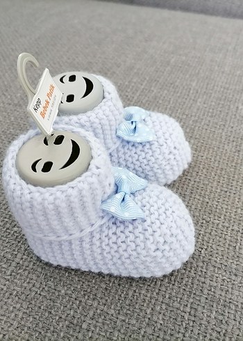 Erkek Bebek Mavi Örgü Patik - Görsel 6
