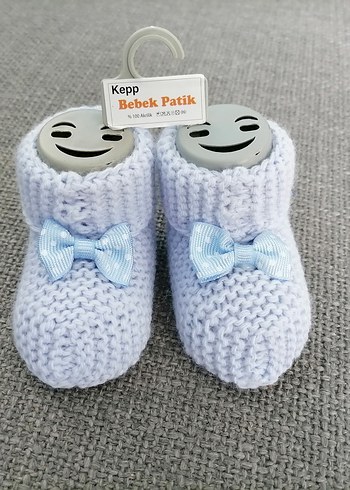 Erkek Bebek Mavi Örgü Patik - Görsel 9