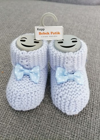 Erkek Bebek Mavi Örgü Patik - Görsel 8
