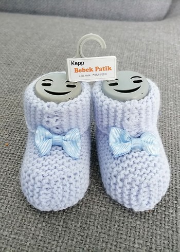 Erkek Bebek Mavi Örgü Patik - Görsel 2
