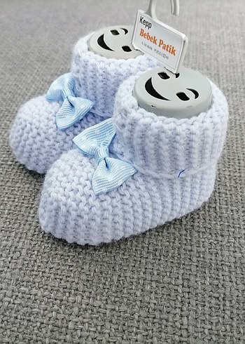 Erkek Bebek Mavi Örgü Patik - Görsel 4