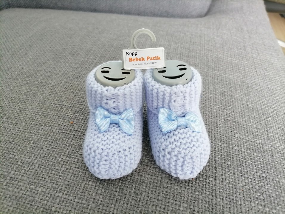 Erkek Bebek Mavi Örgü Patik - Görsel 2