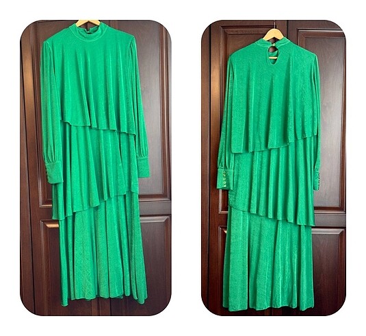 Diğer Butik Hare Zümrüt Yeşili Elbise