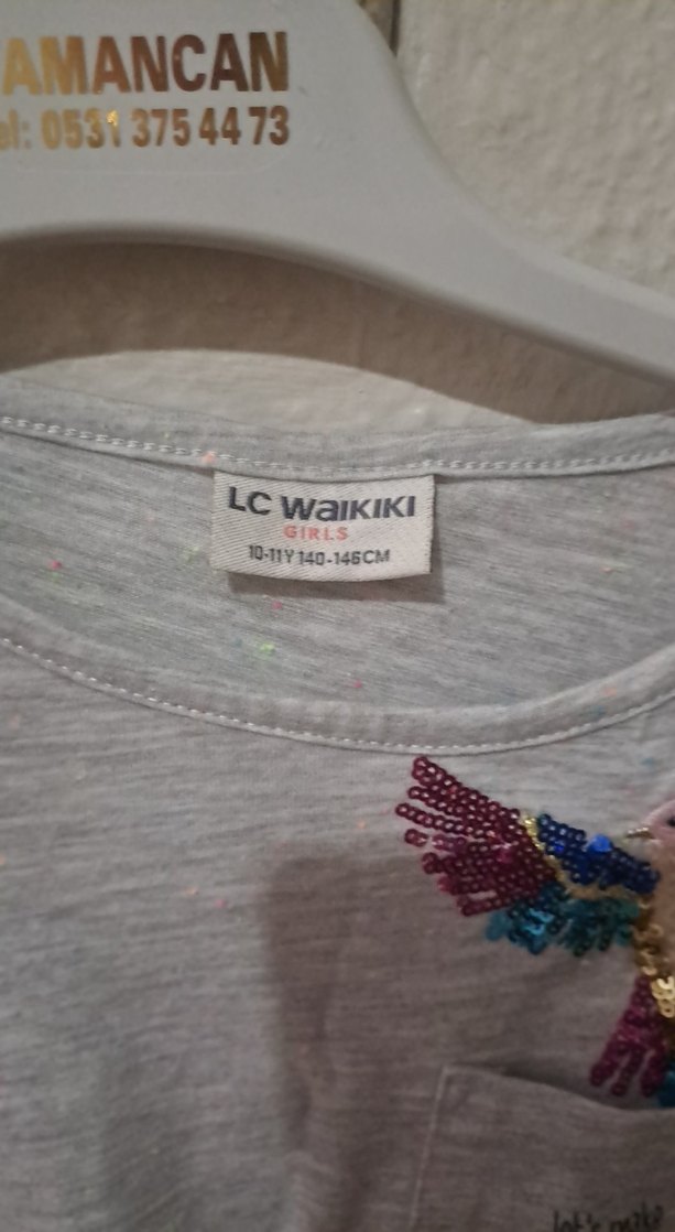 Kız Çocuk Gri Kısa Kollu elbise - Görsel 2