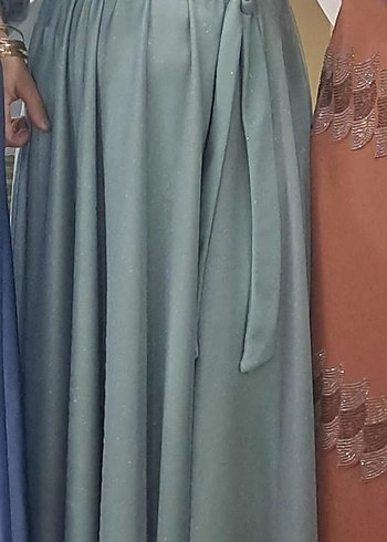 su yeşili hafif simli abiye - Görsel 2