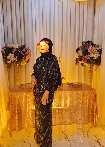 Boncuk İşlemeli lacivert Uzun Kollu Elbise - Görsel 3