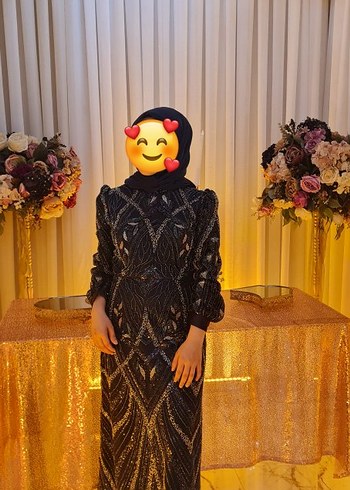 Boncuk İşlemeli lacivert Uzun Kollu Elbise - Görsel 2