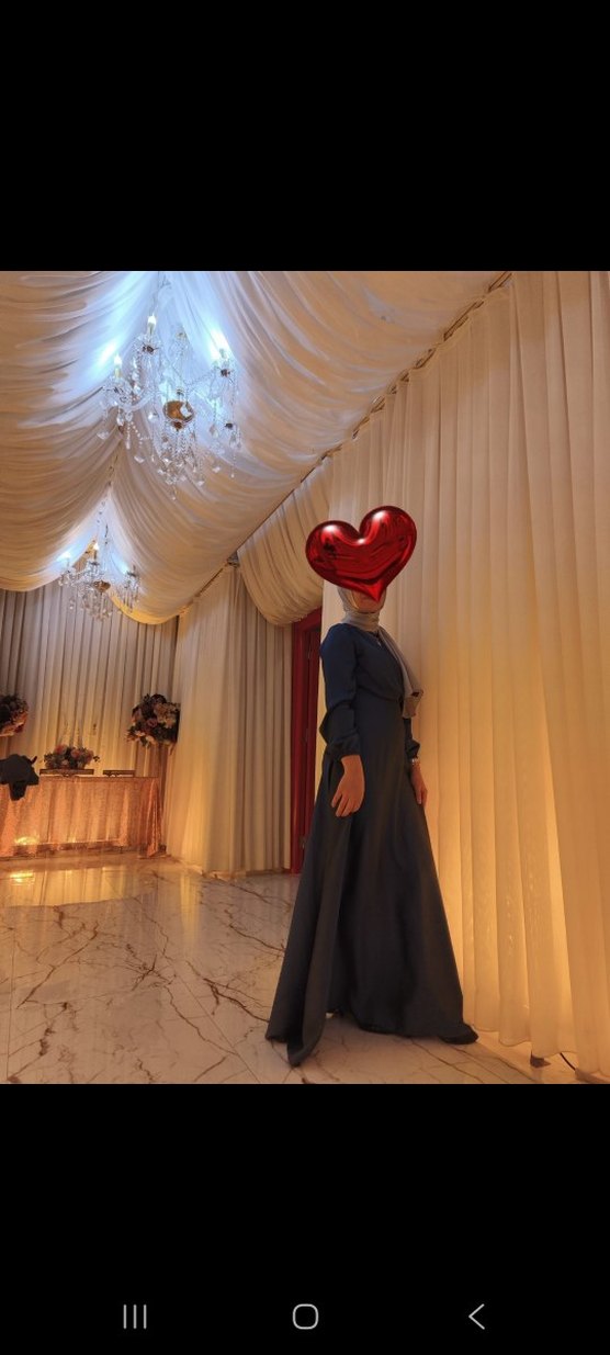 Uzun Kol Drapeli Lacivert Kadın Elbise 55 kiloya kadar olur - Görsel 2