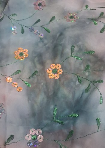 Boncuk İşlemeli Parlak Çok Renkli Kadın Fular - Görsel 2