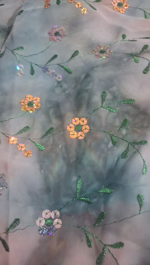 Boncuk İşlemeli Parlak Çok Renkli Kadın Fular - Görsel 2