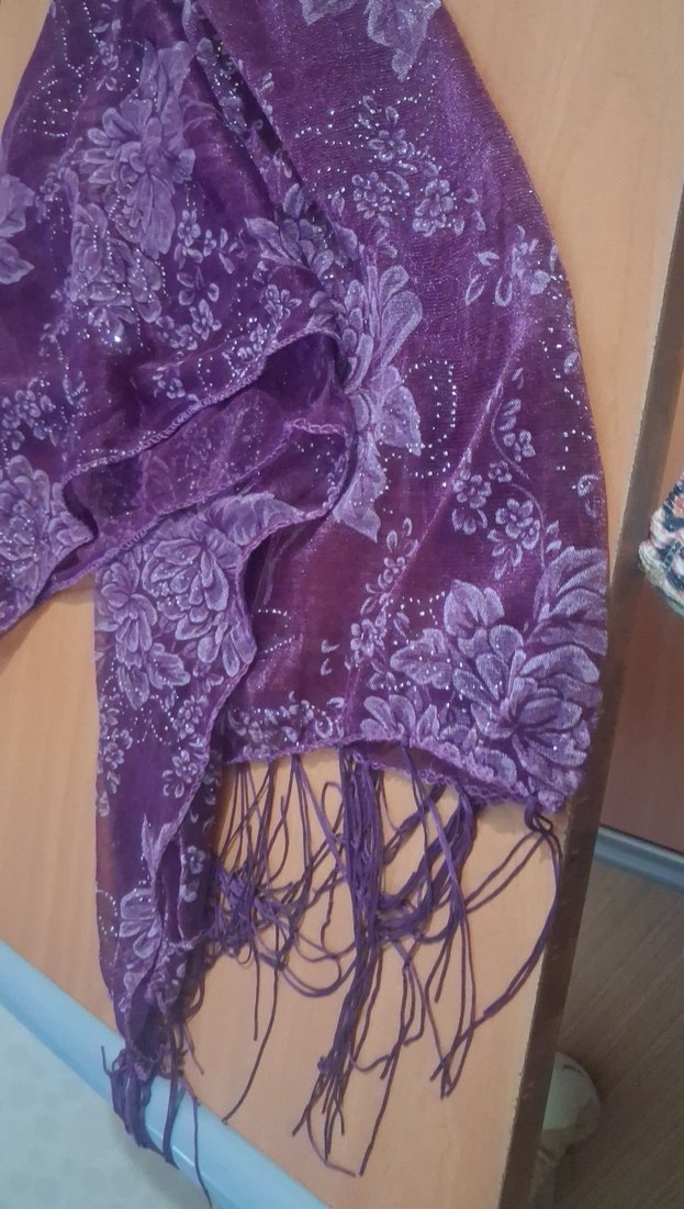 Mor Bohem Drape Desenli Kadın Şal - Görsel 4