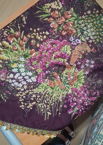 Mor Bohem Etnik Desenli Kadın Şal - Görsel 2