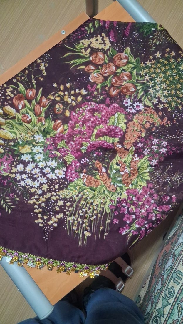 Mor Bohem Etnik Desenli Kadın Şal - Görsel 2