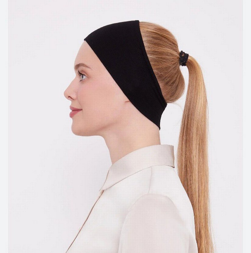 Silikonlu Kaymaz Siyah Bandana - Görsel 2