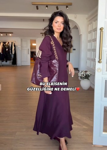 Uzun V Yakalı Elbise - Görsel 5