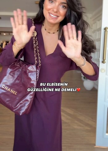 Uzun V Yakalı Elbise - Görsel 6