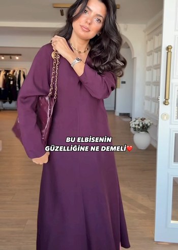 Uzun V Yakalı Elbise - Görsel 7