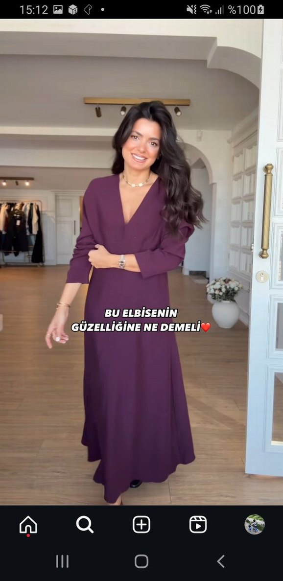 Uzun V Yakalı Elbise - Görsel 2