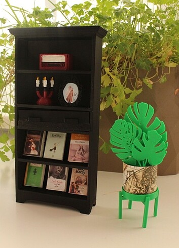Minyatür kitaplık ve deve tabanı çiçeği 