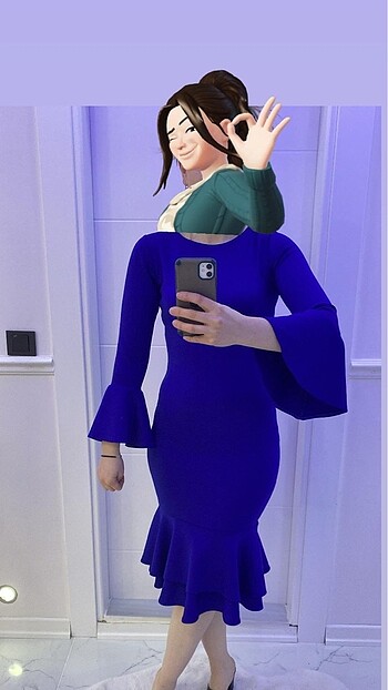 saks mavisi midi düğün/kına/mezuniyet elbise