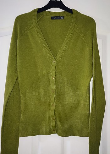 Yeşil V Yaka Kadın Triko Hırka - Görsel 2