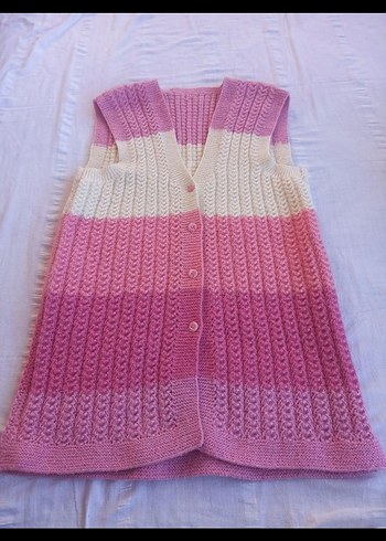Kçeyizlik  Örgü Pembe Yelek - Görsel 3