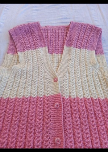Kçeyizlik  Örgü Pembe Yelek - Görsel 2