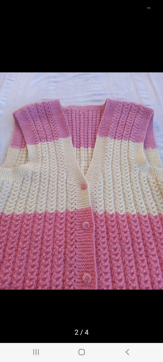 Kçeyizlik  Örgü Pembe Yelek - Görsel 2