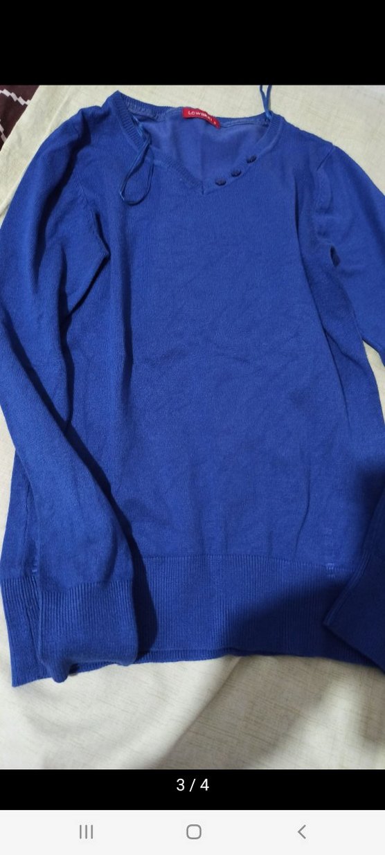 Lacivert triko  Uzun Kollu Kadın Kazak - Görsel 2