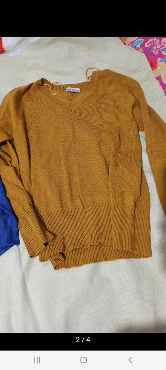 Lacivert triko  Uzun Kollu Kadın Kazak - Görsel 3