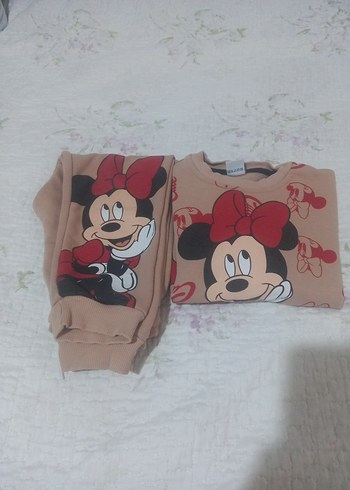 Pembe Baskılı Kız Bebek penye Takım - Görsel 5