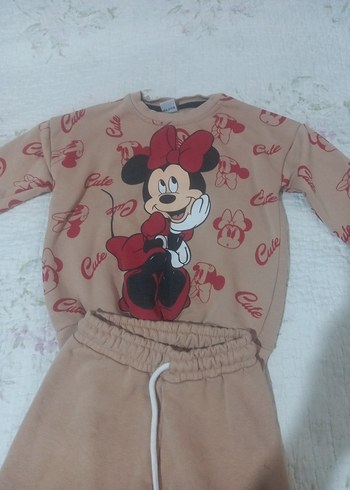 Pembe Baskılı Kız Bebek penye Takım - Görsel 2