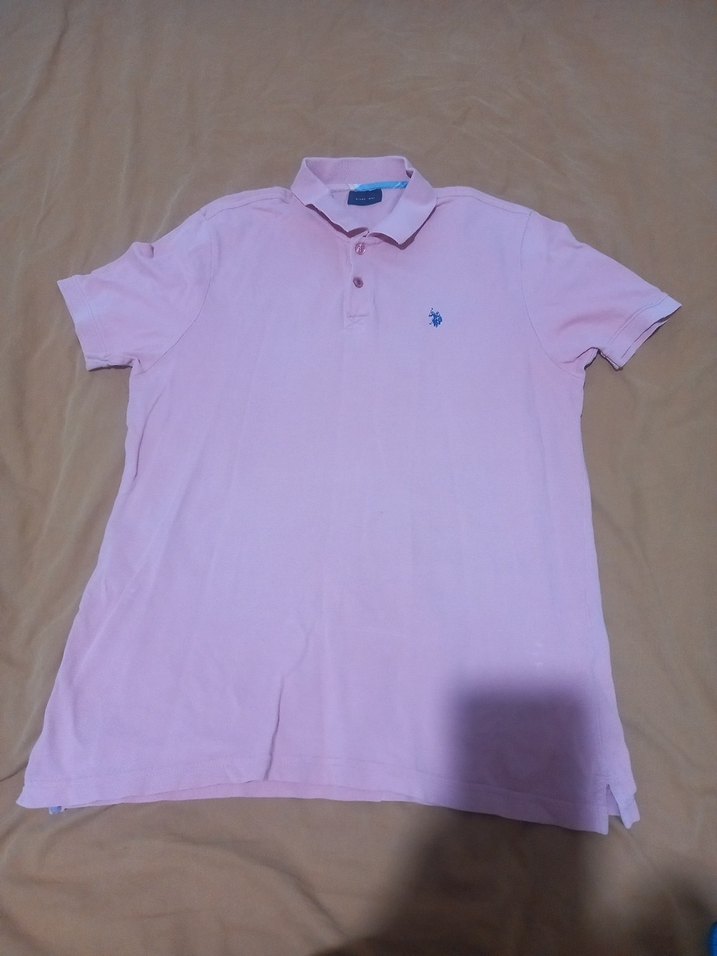 Erkek Pembe Pamuklu Polo Tişört - Görsel 4